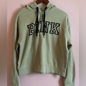 Victoria's Secret PINK Quarter Zip Green Hoodie Size Small